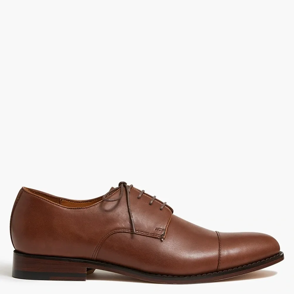 J. CREW Leather cap-toe derby shoes in Brown Size 9.5 M‎ NWOB $228 BS113